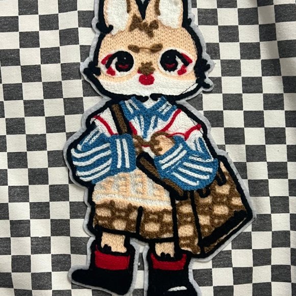 Checkered Retro Style Light Weight Sweatshirt With Knit Patch size l - Picture 3 of 3